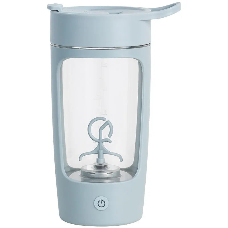 Portable battery-powered juice blender with 650ml mixing cup in black, blue, pink, or white colour.