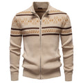 Men's cotton zipper knitted jacket slim fit in army green side view