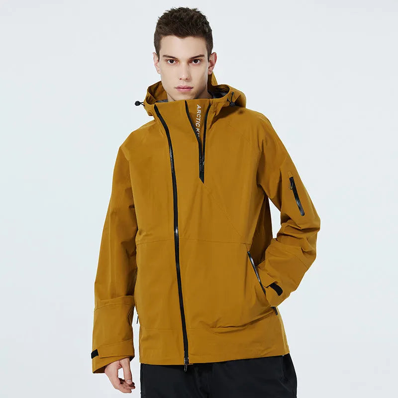Unisex double plate ski suit in windproof waterproof construction for winter sports