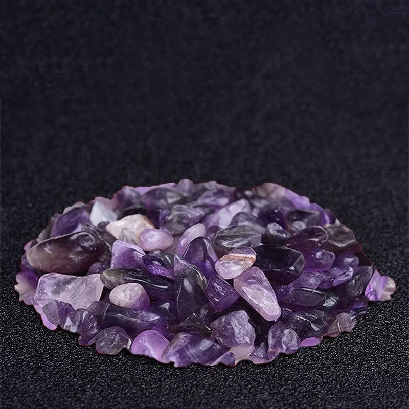Assorted natural crystal decorative gravel chips in a clear PP bag, available in multiple colours and sizes