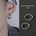 Men's silver geometric copper earrings in 10mm and 14mm sizes for hip hop style.