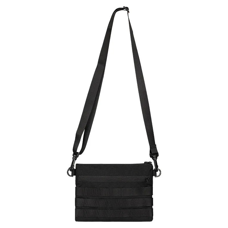Black Oxford cloth military style outdoor carry bag measuring 18 by 3.5 centimetres