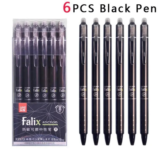 Hot Erasable Push Gel Pen with 0.5mm stainless steel nib and plastic shell for students.