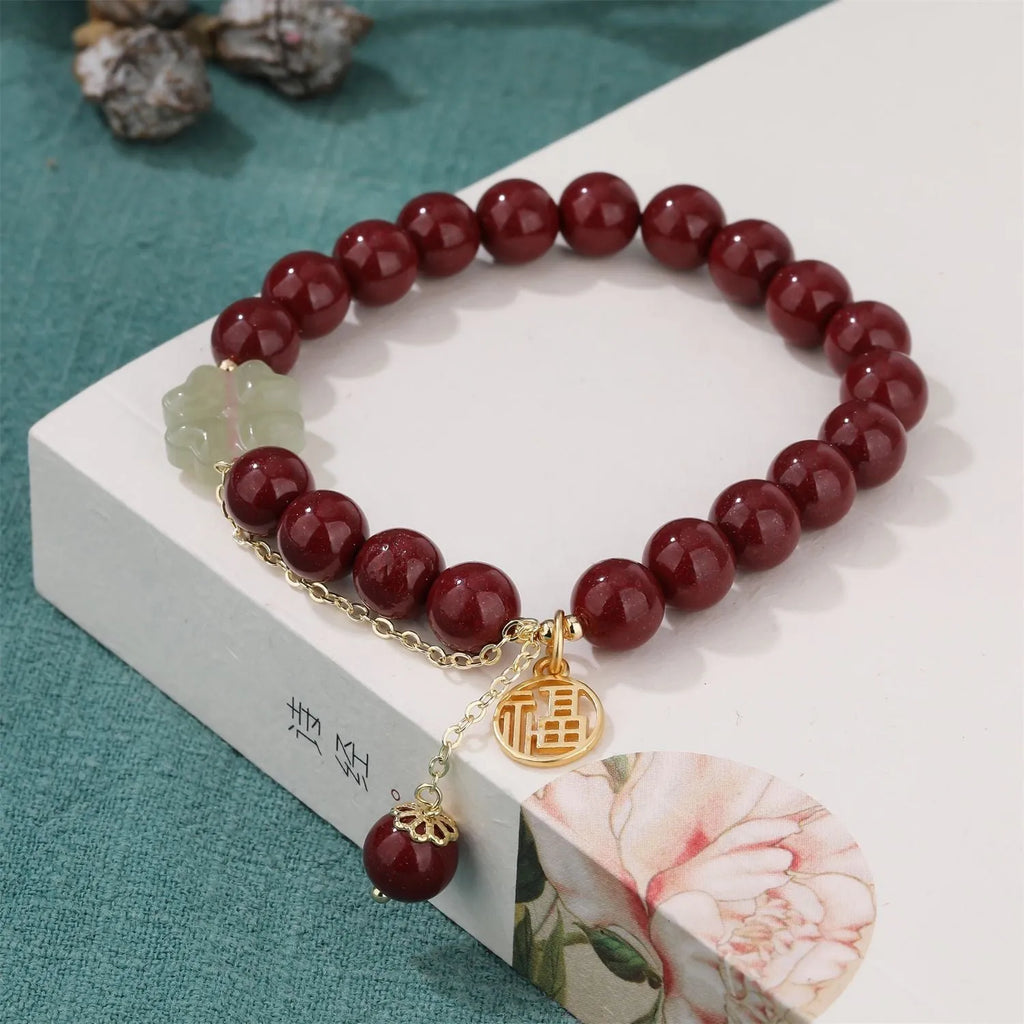Retro women's purple gold sand Fu character bracelet with tassel detailing and national style design