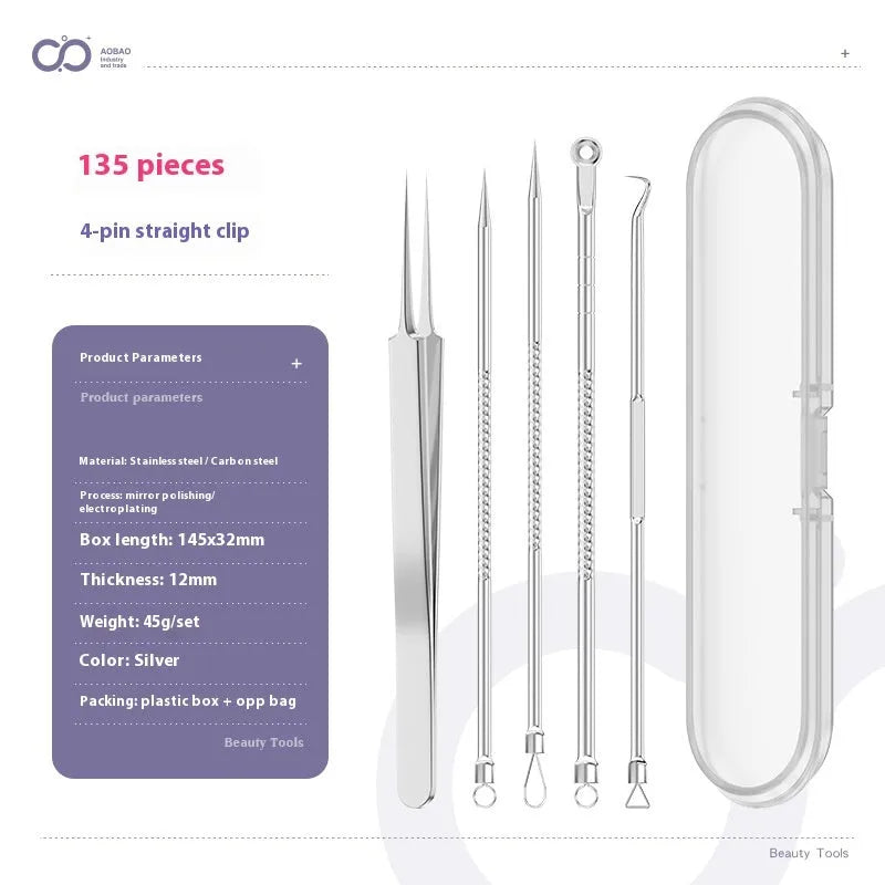 Four metal acne needles with ultra fine points, shown in assorted colours from a 33-option range.