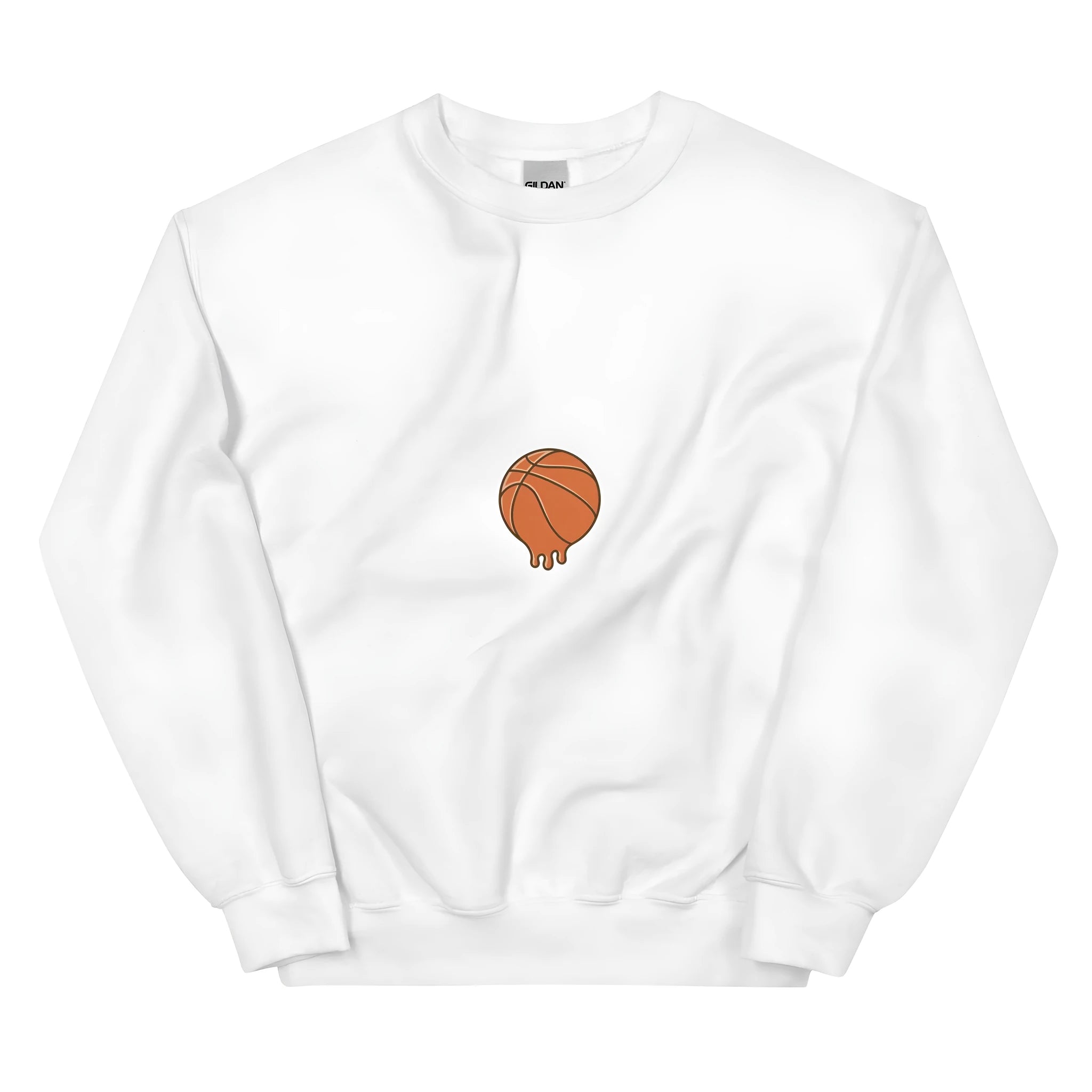 White men's printed fleece hoodie with side pockets and a loose fit