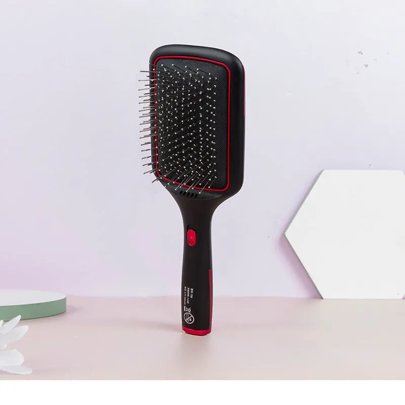 Wireless charging straight hair comb with negative ions and vibration, black tourmaline ceramic design