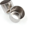 Stainless steel birdcage feeder in natural metallic colour for outdoor use with parrot