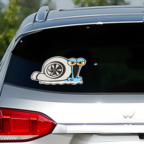 White reflective car sticker with cartoon snail design for vehicle decoration