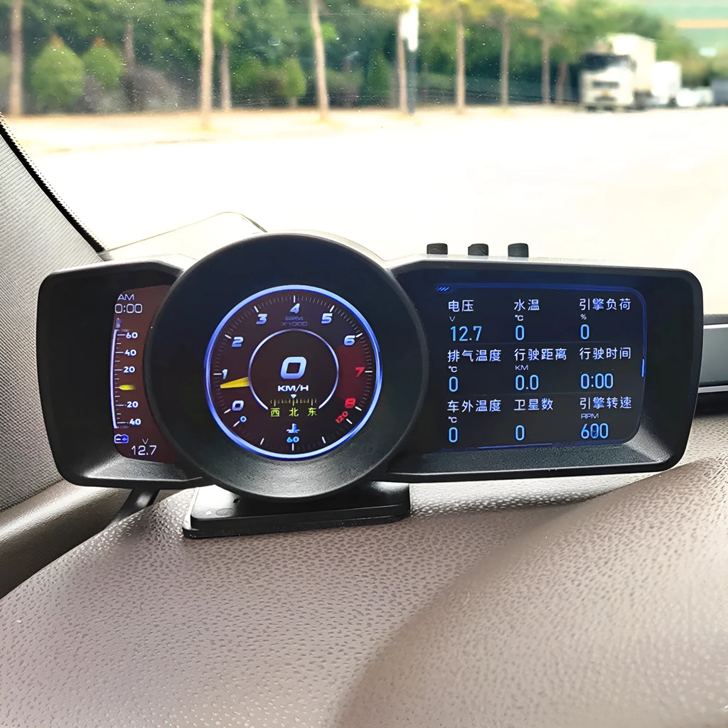 A600 OBDII monitor driving computer with GPS and BeiDou navigation on car dashboard