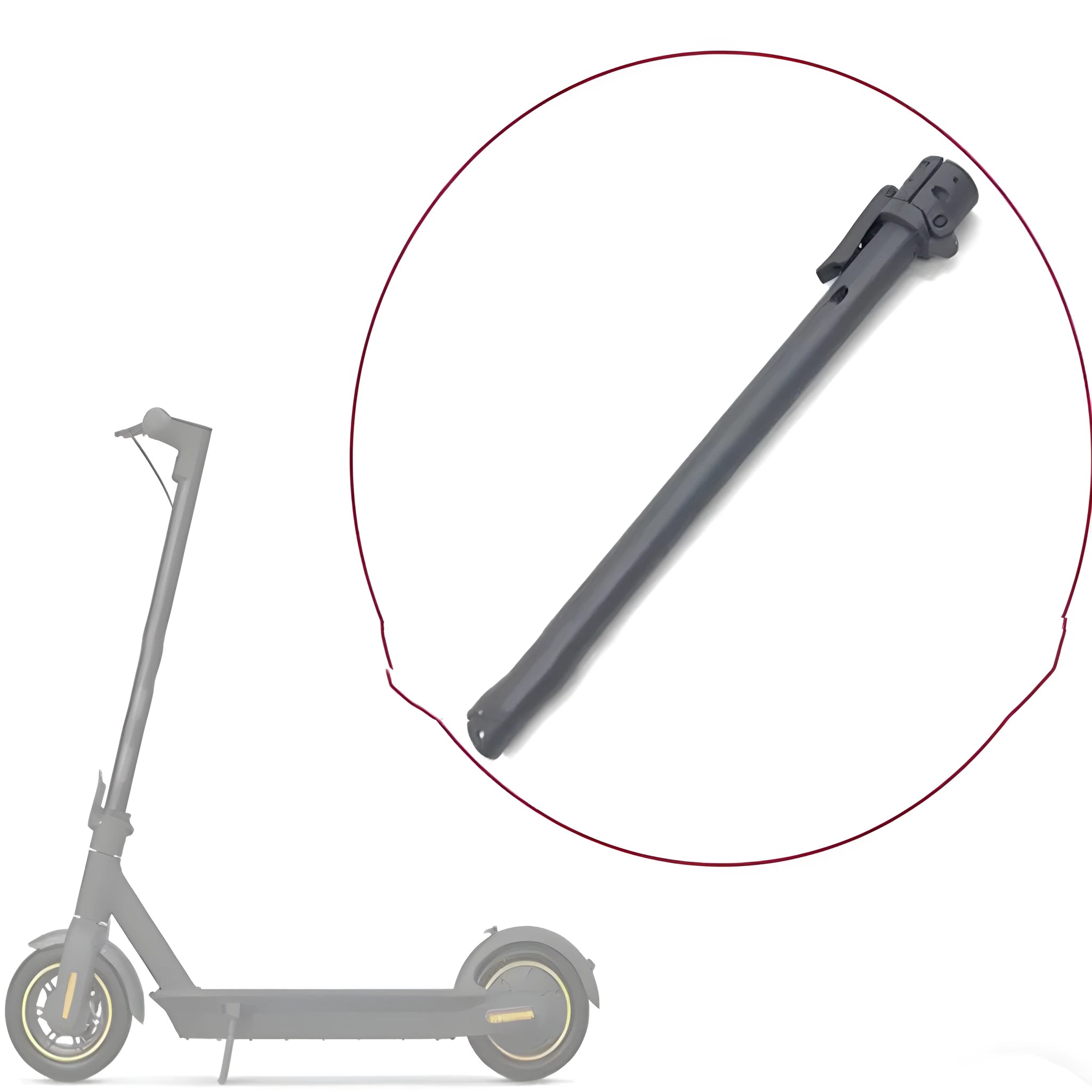 Black folding upright pole replacement part for Nanbo No. 9 electric scooter, shown isolated.