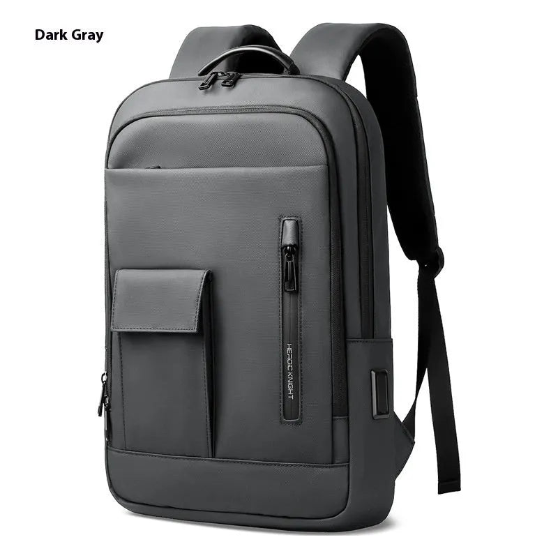 Lightweight Oxford cloth men's backpack in solid colour with visible sewing line detailing