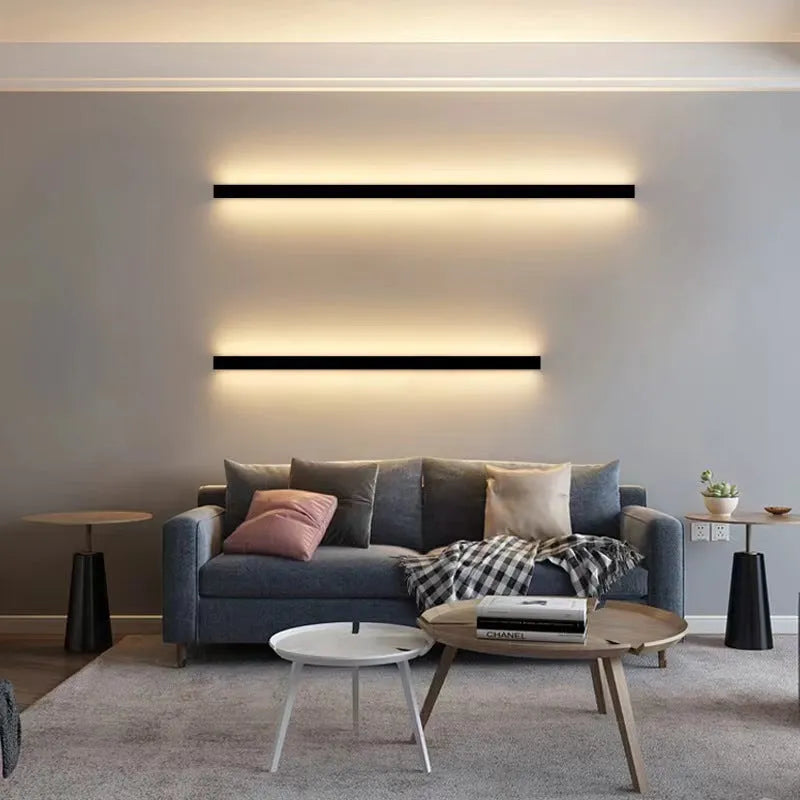 80cm black aluminium LED strip wall lamp with PC shade and touch-controlled light colour changing