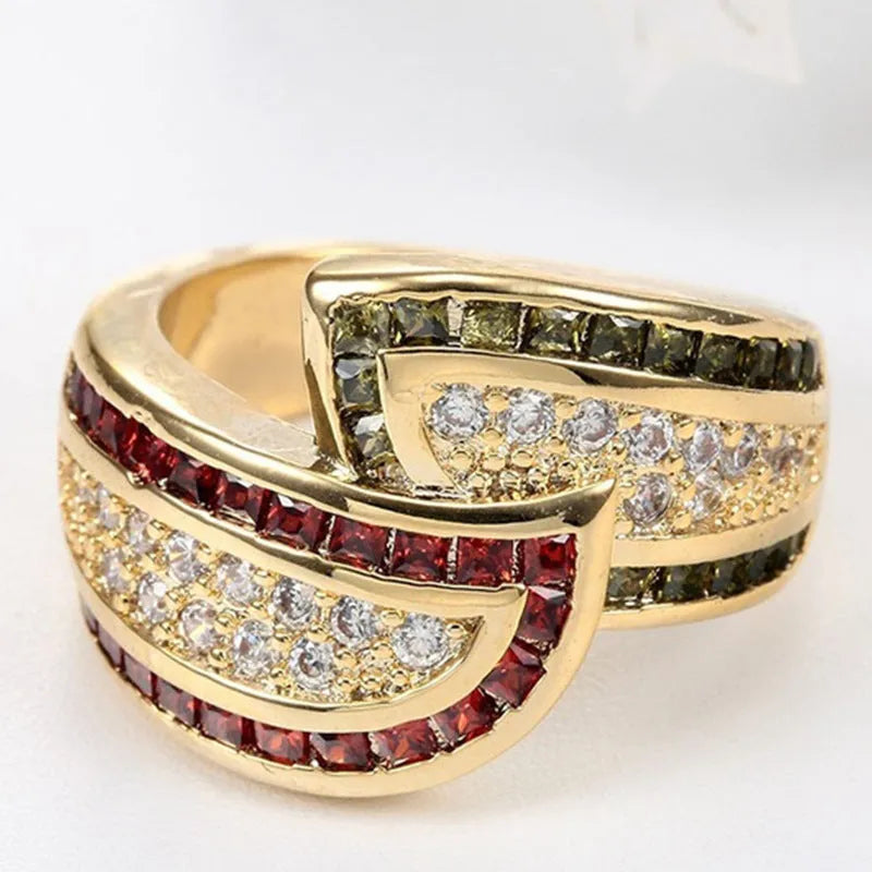 Gold-colour alloy women's ring with a peridot gemstone, shown in size 8.
