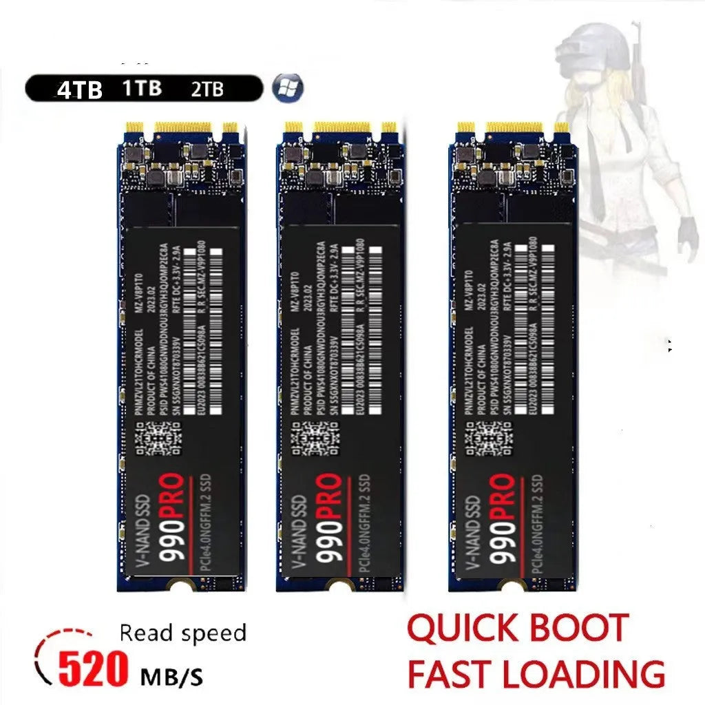 NVMe SSD 990 Pro M.2 2280 PCIe internal drive 3.8mm thick, 1TB 2TB 4TB capacity options