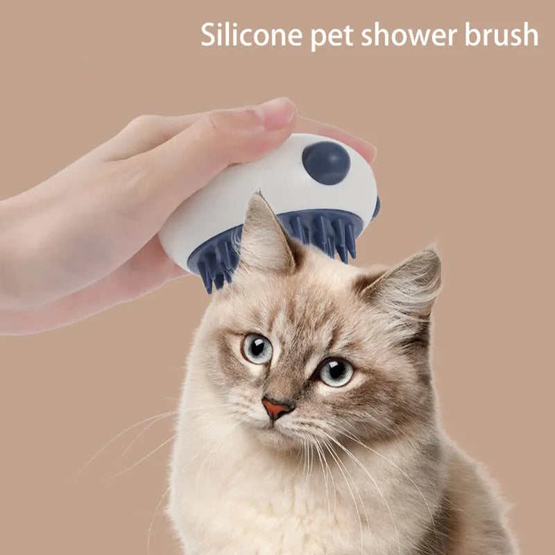 Panda shaped silicone pet shower brush with soft bristles for cat and dog bath time