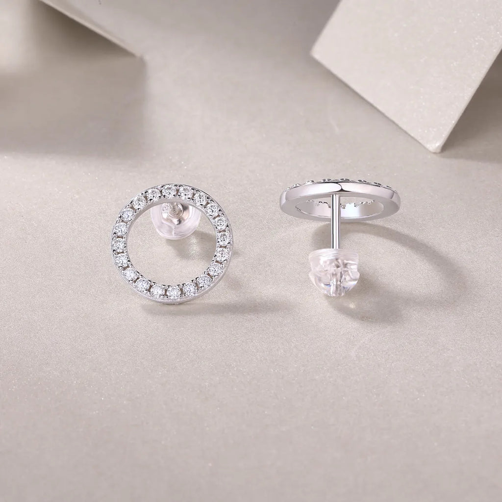Two moissanite stud earrings in S925 silver with platinum plating, under 0.1 carat, with GRA certificate and gift box