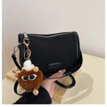 Fashion textured PU messenger bag for women in leopard print with cross-body strap and pendant