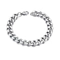 Silver titanium steel Cuban chain bracelet 21cm circumference 9mm width unisex