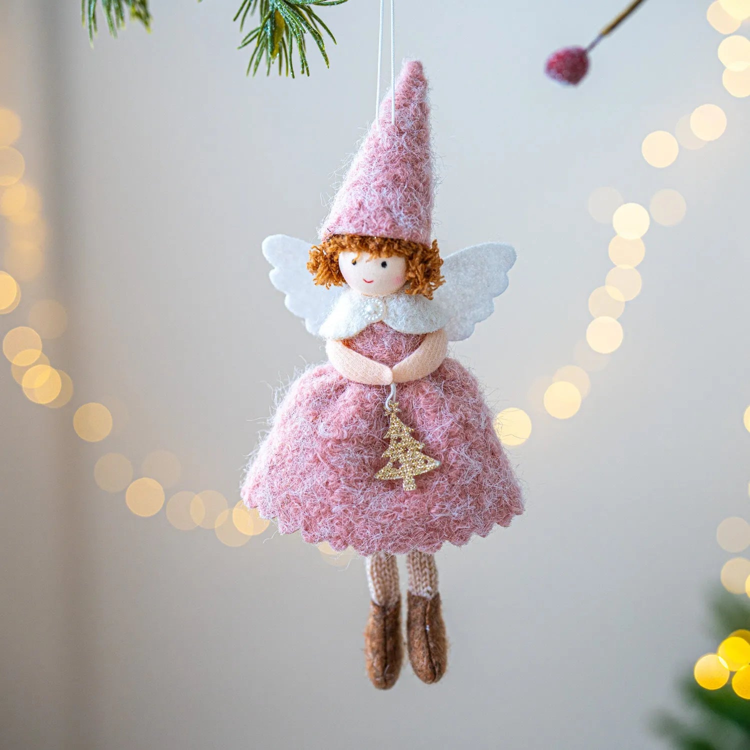 White or pink cloth Christmas felt pendant ornament for girls skirts