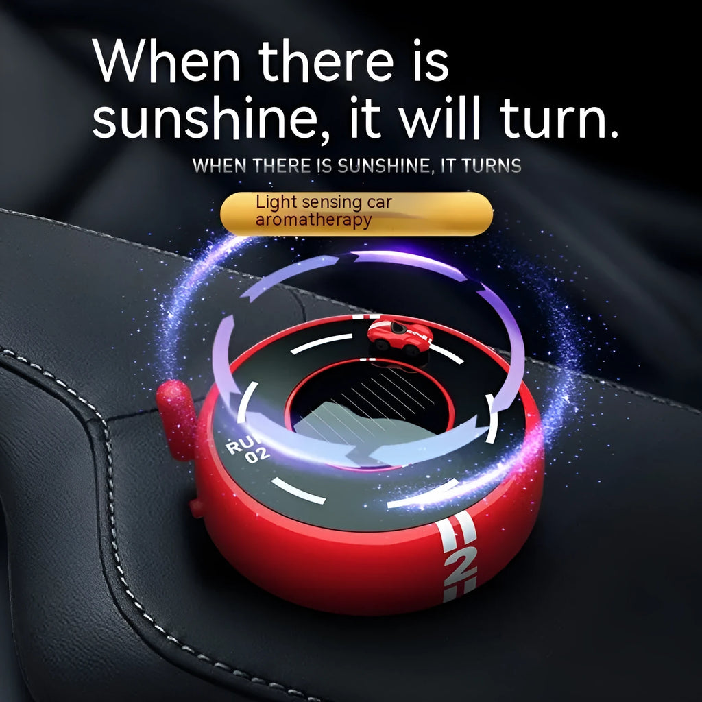 Round solar-powered car air freshener decoration in black, red or white with USB connection