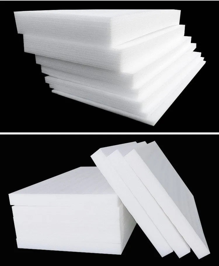 White EPE pearl cotton foam board showing its large 2 metre by 1 metre flat surface and 10mm thickness.