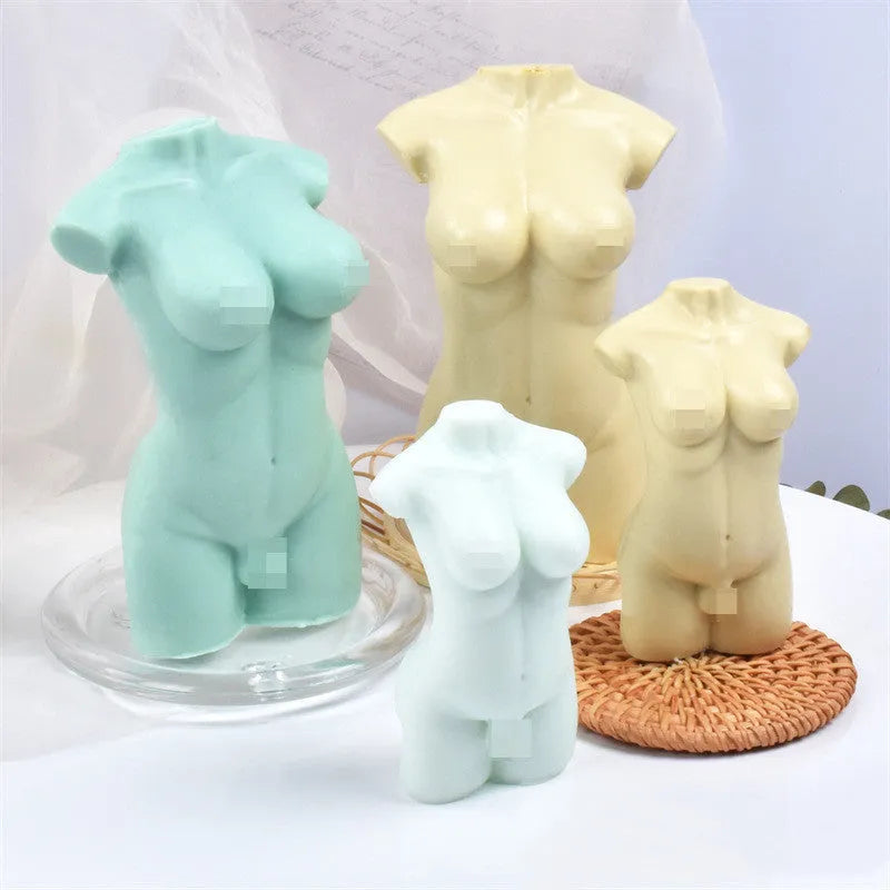 Geometric silicone body candle mould showing 10cm and 14cm height sections for aromatherapy candles