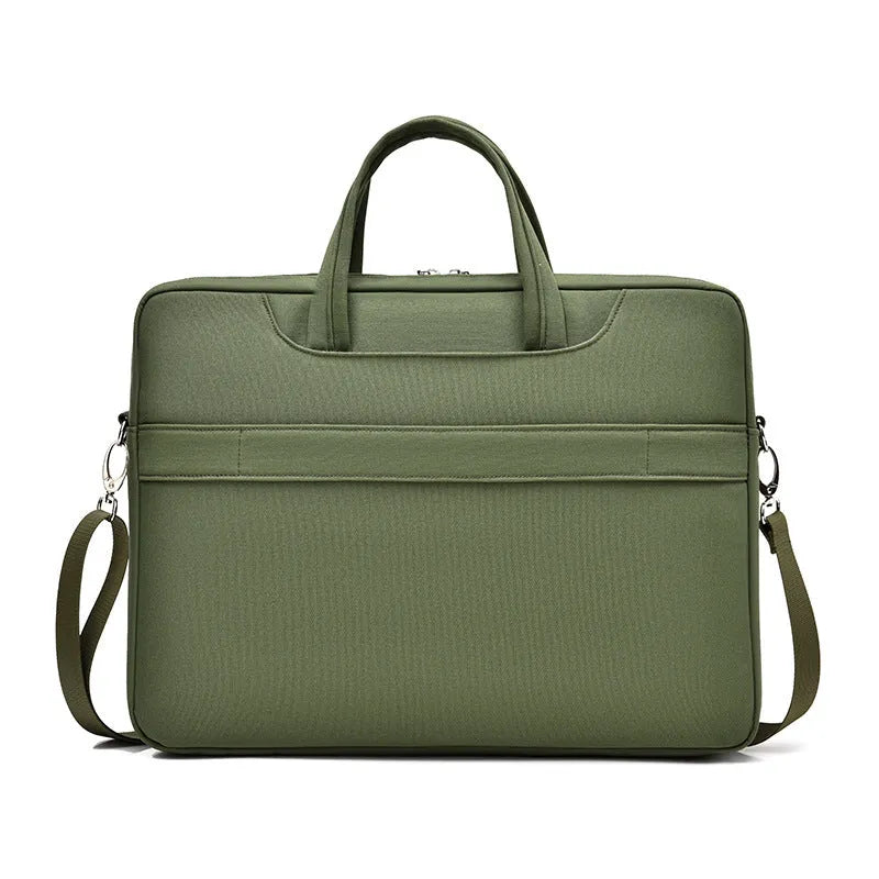 Large capacity Oxford cloth laptop bag in grey, black or green, sized for 14 to 17.3 inch laptops