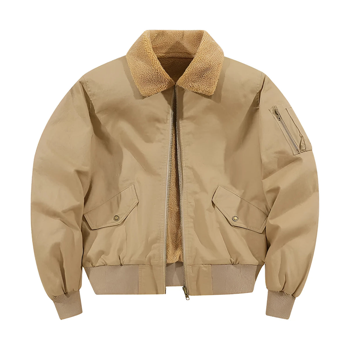 Men's fleece-lined washed cotton jacket in black, khaki or army green, loose thickened casual fit