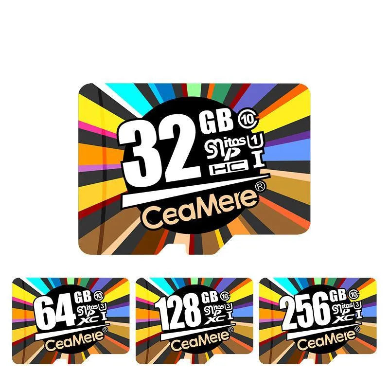 Class 10 memory card for smartphones, tablets, and dash cams, available in 8GB to 256GB capacities.