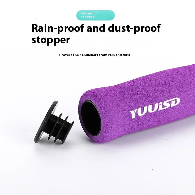 Sponge mountain bike handle covers in black, purple and biange colours showing 41g weight
