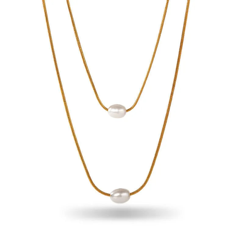 Retro stainless steel necklace with mixed gem inlaid pendant and electroplating finish in five colour options