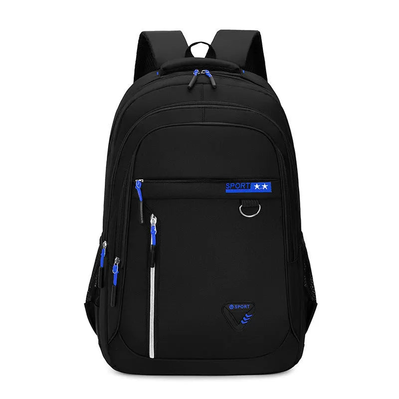Men's Oxford cloth schoolbag in black with air pillow belt system and 20-35L capacity