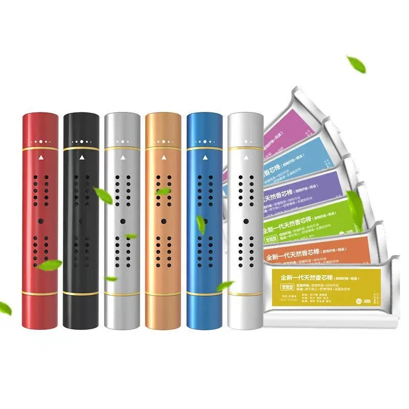 Creative metal car aromatherapy clip in aluminium alloy, 70mm length, with five incense sticks
