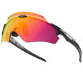 Frameless windproof athletic glasses with colourful integrated lens, shown in multiple colour styles.