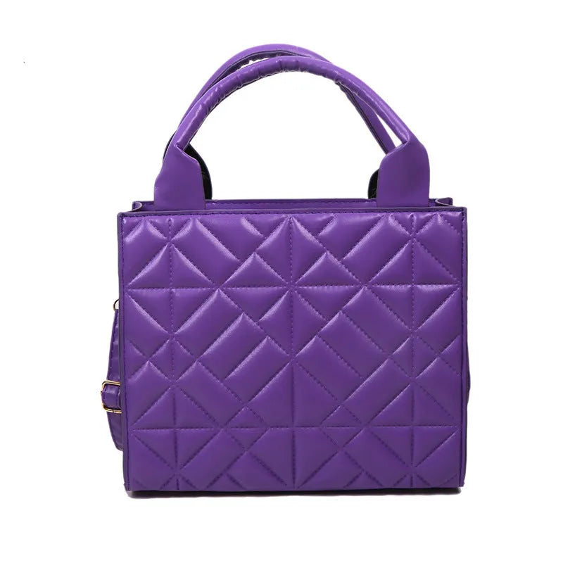 Simple portable large capacity shoulder bag for women retro PU solid colour double straps sandwich pocket