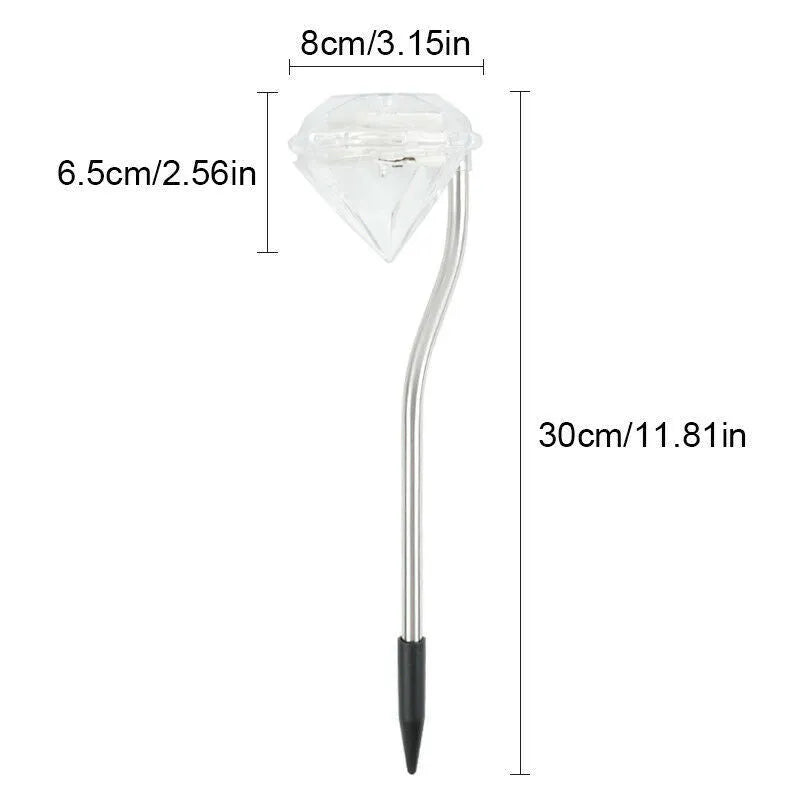 Solar powered diamond shaped garden LED light with solar panel for outdoor automatic evening illumination