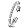 Round titanium steel cable bracelet with 7mm wire opening in gold or steel colour, simple style
