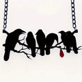 Black crow bird design necklace with electroplated finish on cross chain