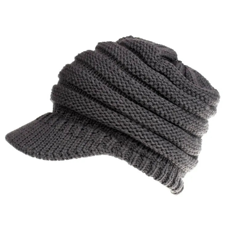 Women's acrylic ponytail beanie hat with hair opening in multiple colour options
