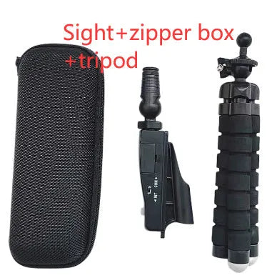 Golf putter laser aiming instrument accessory shown with style options including laser sight, zipper box, and tripod.