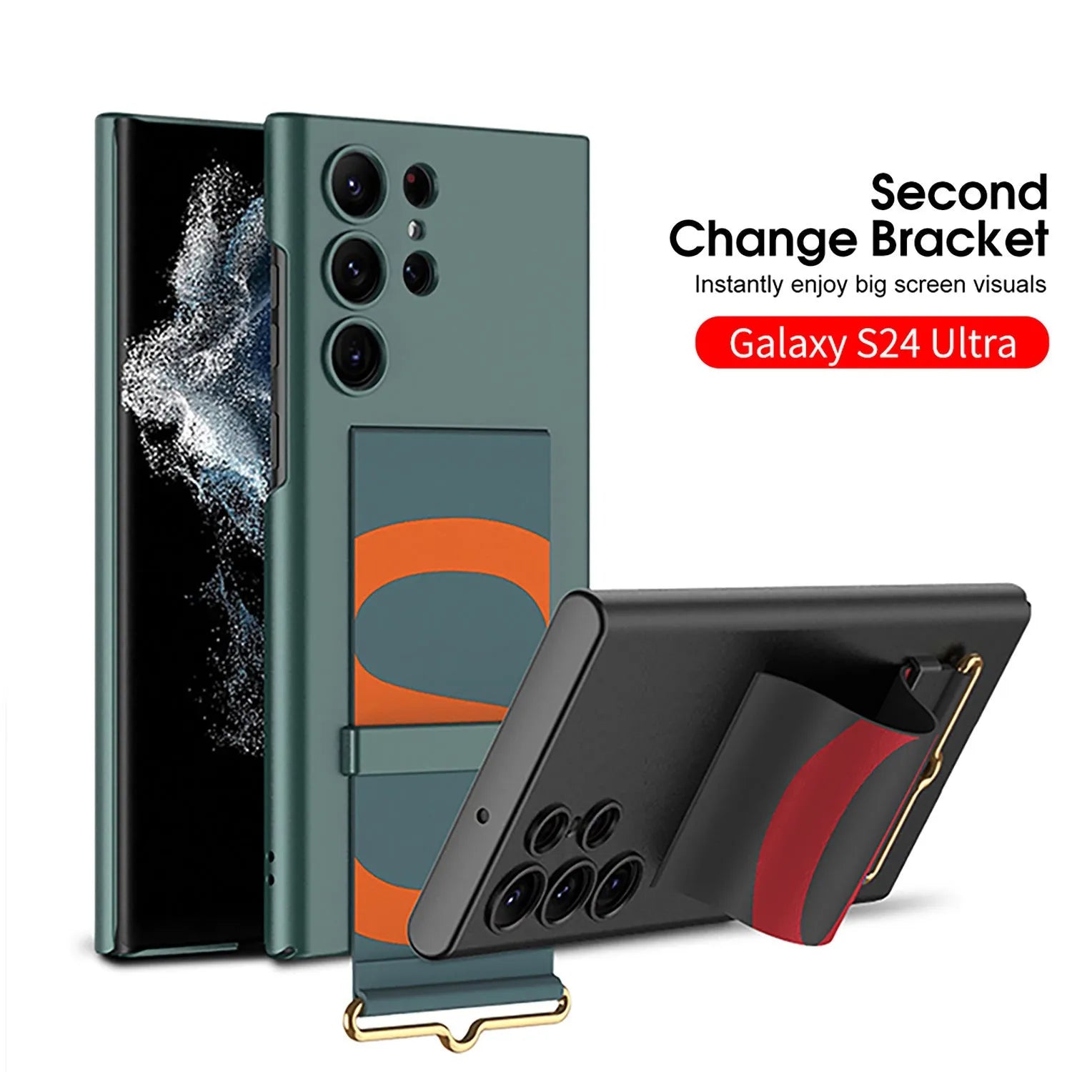 Ultra-thin PC phone case in carbon fiber pattern with bracket for Samsung Galaxy S23 Ultra