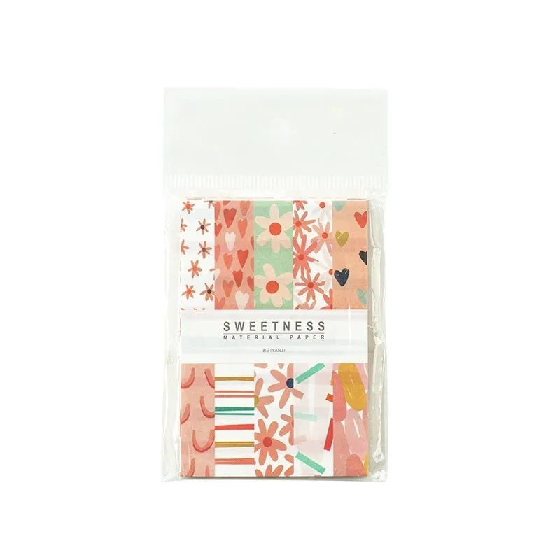 Assorted retro dessert-themed note papers in colours like caramel puff and strawberry coconut, 50 sheets per pack.