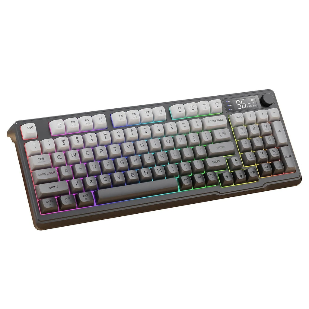 Wireless Bluetooth dual-mode keyboard with gradient belt display, ABS, 40x17x4.5cm, black and purple