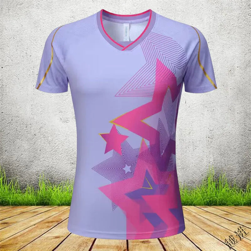 Badminton clothing set with short-sleeved top and trousers in sapphire blue for men and women.
