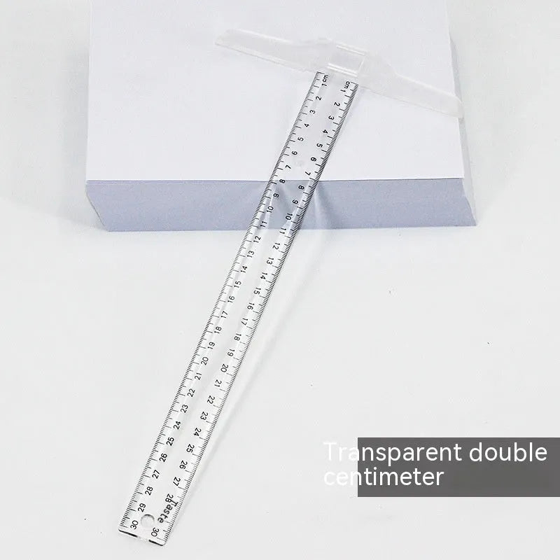 30cm plastic T-shaped ruler for design students in orange yellow or transparent colour