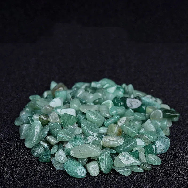 Assorted natural crystal decorative gravel chips in a clear PP bag, available in multiple colours and sizes