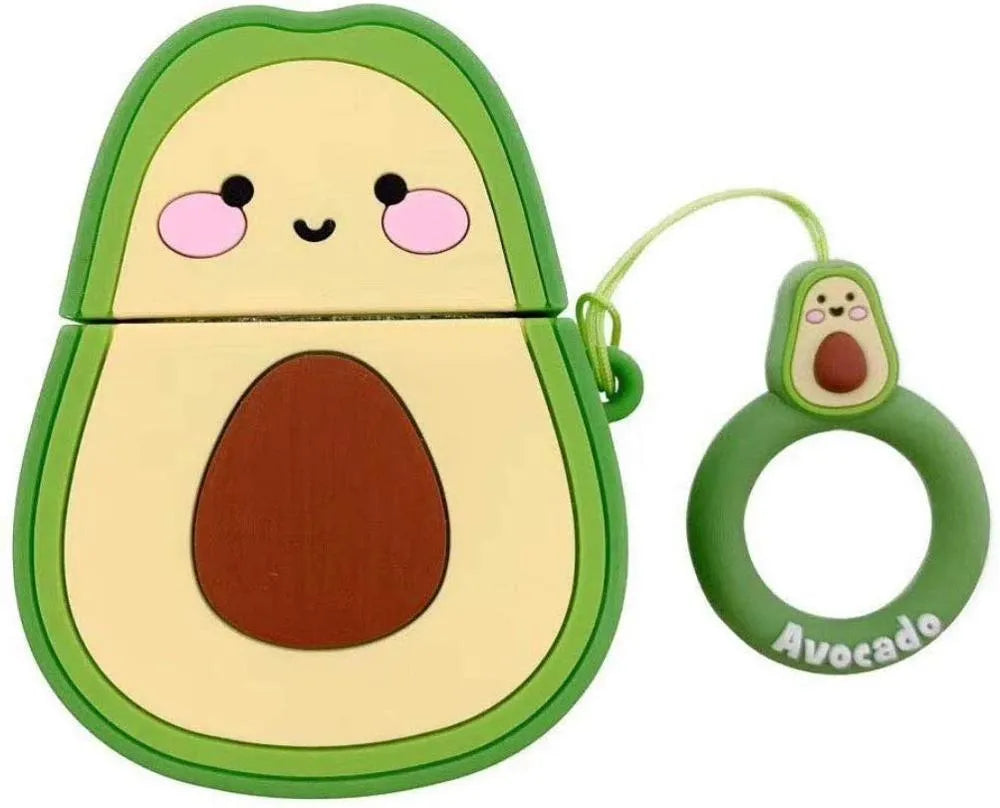 Cartoon silicone protective flip-case for AirPods 2 earphones in various animal and fruit designs