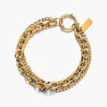 Stainless steel unisex geometric bracelet with polished finish, bending and connection design, gold or silver, 15cm to 21cm