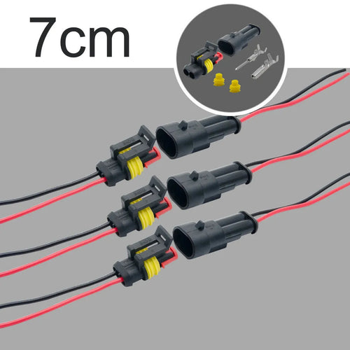 2 pin waterproof car wire connector plug socket with 7cm cable, black
